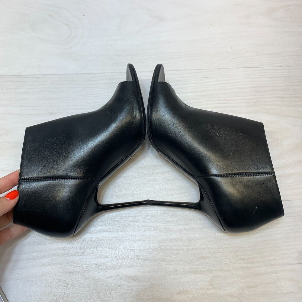 Burberry Ankle Boots Women's Size 8.5 Black Leather Peep Toe Stiletto Heels - Picture 4 of 13